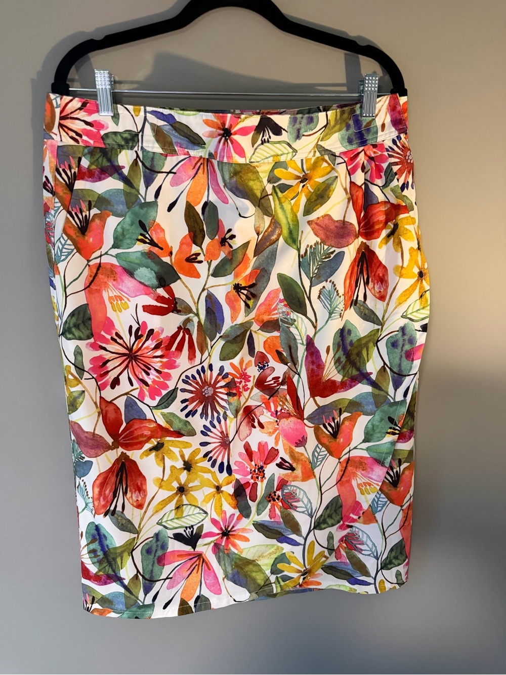 Rip Skirt Length 3 Floral Printed Pencil Skirt - Multicolor. Adjustable Velcro.